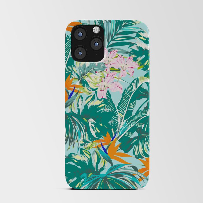 Bird of Paradise Hawaii Rainforest Tropical Leaves Pastels iPhone Card Case