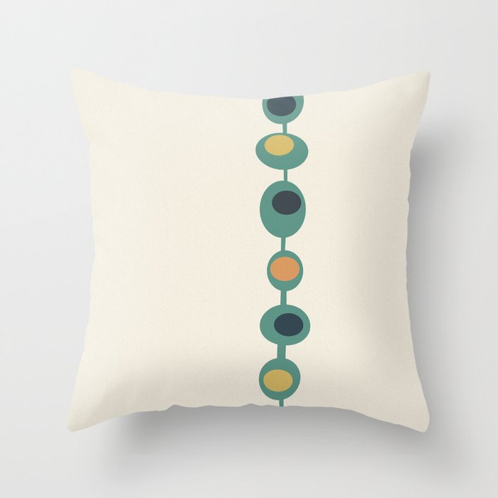 Retro Mid Century Baubles in Teal, Orange and Yellow Throw Pillow