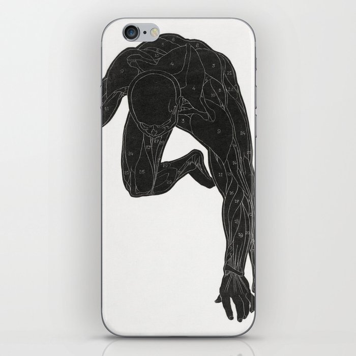 Anatomical study of a man's neck, arm and leg muscles in silhouette (1906–1945) iPhone Skin