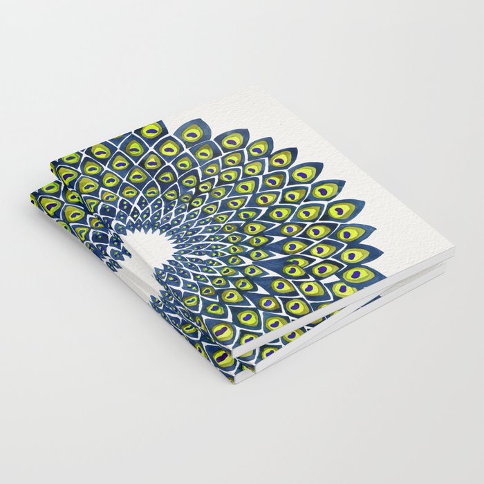 Peacock Feather Mandala Navy Lime Palette Notebook By Catcoq Society6 It shows a cutout peacock feather mandala. peacock feather mandala navy lime palette notebook by catcoq