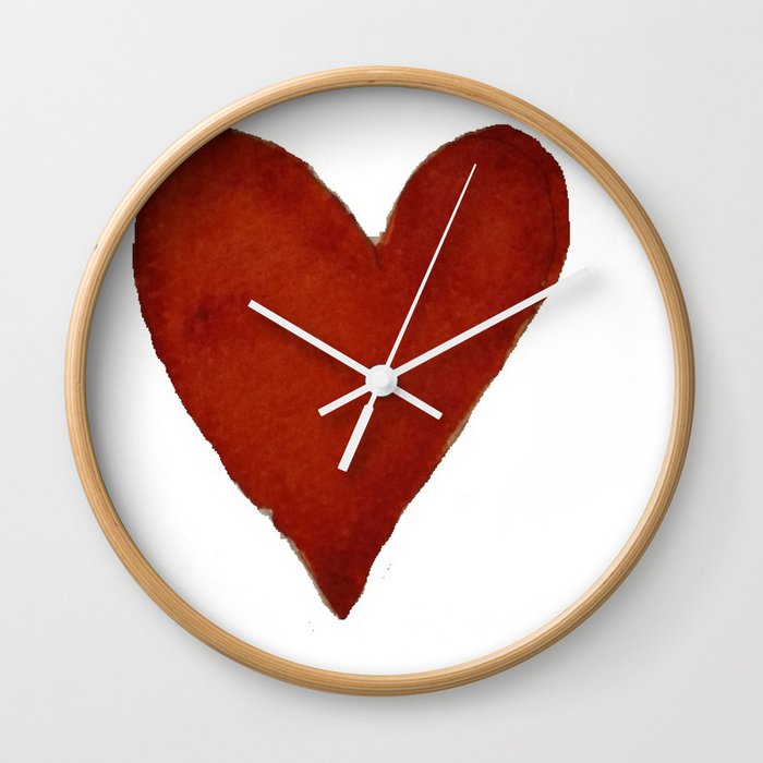 Hand-painted Watercolour red heart Wall Clock
