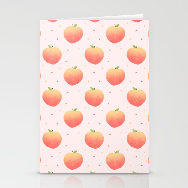 Peach Peaches Pastel Pink Pattern Stationery Cards
