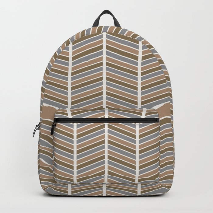 Chevron Pattern - Neutral Brown and Grey Backpack