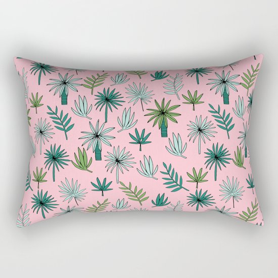 Palm tropical illustration by andrea lauren palm leaves palm trees desert island Rectangular Pillow