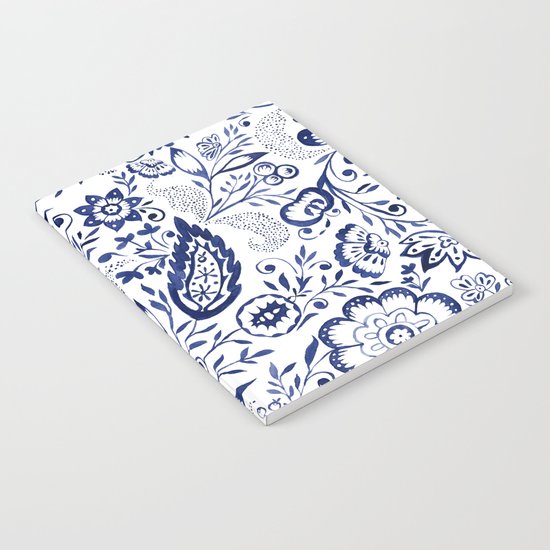 Folk Floral Indigo Notebook
