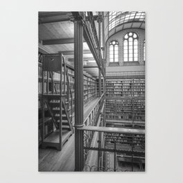 Black and white art library art print,  Rijksmuseum in Amsterdam - history architecture photography Canvas Print