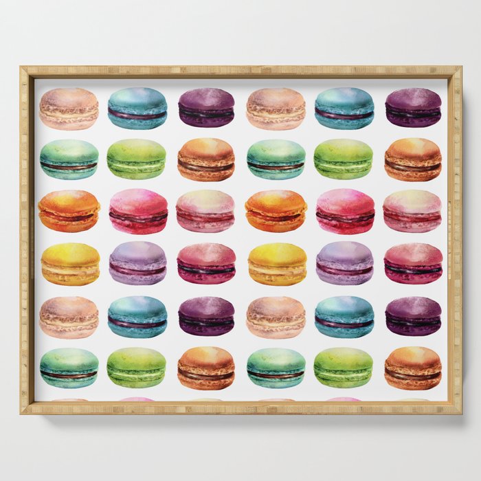 Macaroons in pop color. Delicious French Desserts. Serving Tray