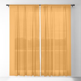 Mid-tone Orange Solid Color Pairs Pantone Bright Marigold 15-1164 TCX - Shades of Orange Hues Sheer Curtain