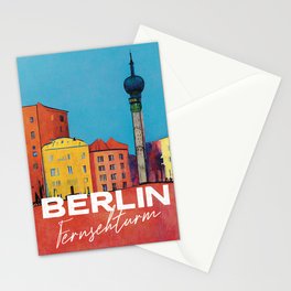 Fernsehturm Berlin TV Tower Street Travel Poster Retro Stationery Card