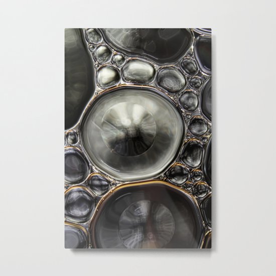 Onyx & Silver Bubble Abstract Metal Print