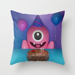 Little Monster Happy Birthday Throw Pillow