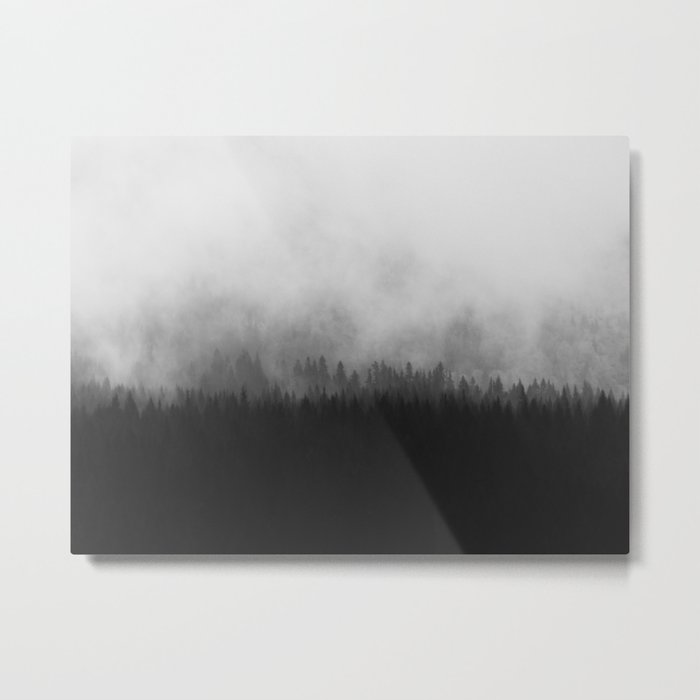 Minimalist Modern Black And White Photography Landscape Misty Minimalist Modern Black And White Photography Landscape Misty Pine Forest Watercolor Effect Sp Metal Print By Enshape Society6