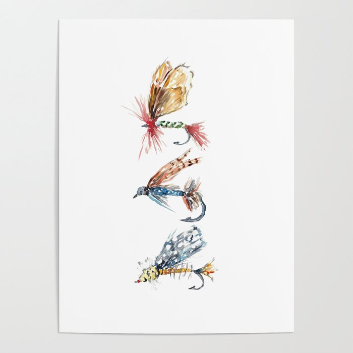 Fly Fishing lure watercolor painting Poster by GoodFairyArt