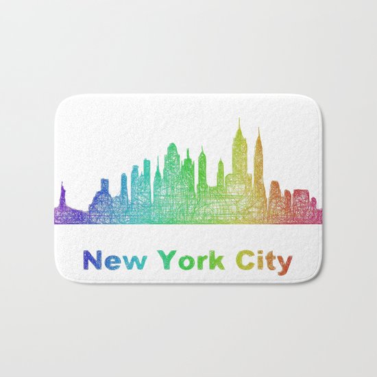 Rainbow New York City skyline Bath Mat