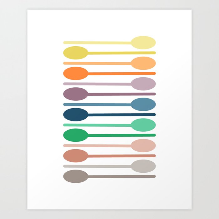 Multicolored Kitchen Spoons Abstract Art Print