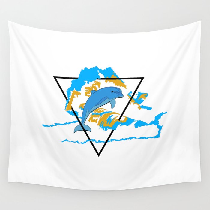 Dolphin In Water Element Wall Tapestry By Josko Society6