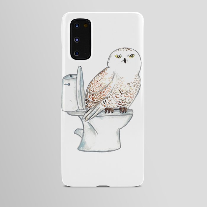 Snowy Owl taking bath Painting Android Case