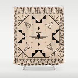 Lost Desert Tile - Black & Camel Shower Curtain