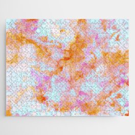 Marble cocktail - Turquoise, pink & orange Jigsaw Puzzle