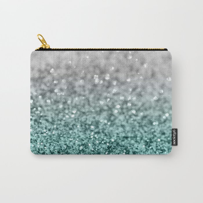 Silver Teal Ocean Glitter Glam #1 (Faux Glitter) #shiny #decor #art #society6 Carry-All Pouch