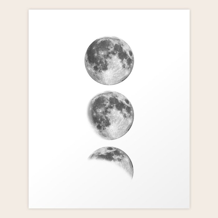 Full Moon Cycle Black White Photography Print New Lunar Eclipse Poster Bedroom Home Wall Decor Art Print By Themotivatedtype Society6