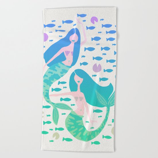 Koi Mermaids – Turquoise Ombré Palette Beach Towel
