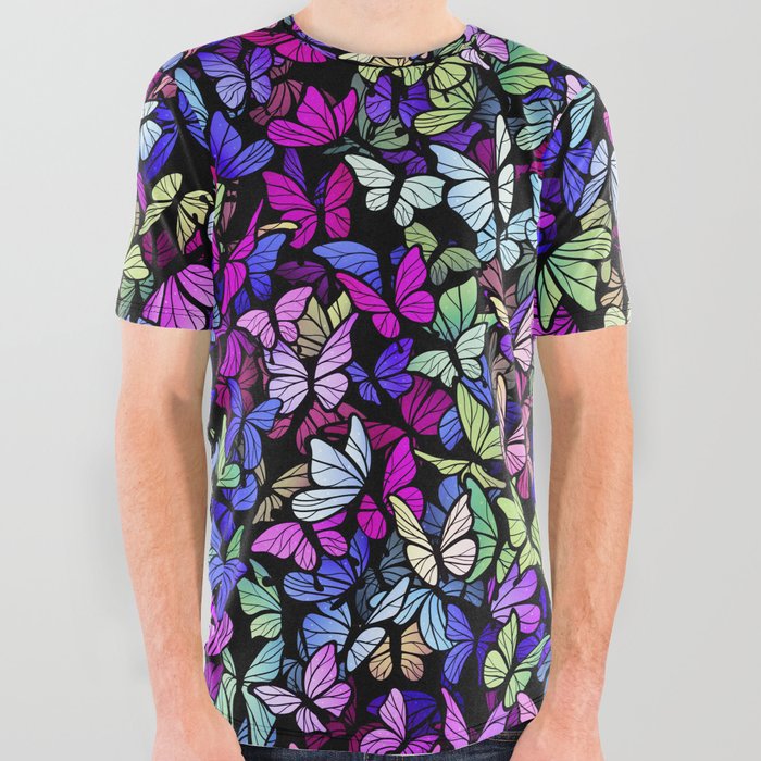 Stained glass butterflies All Over Graphic Tee