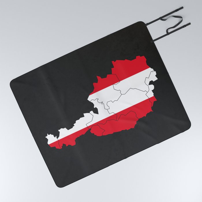 Austria Flag Map Picnic Blanket