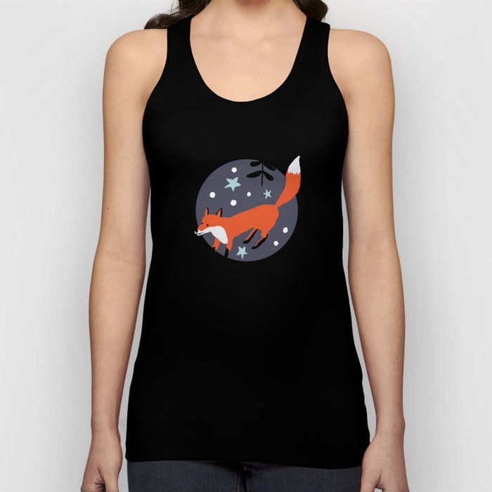 Red foxes in the nignt winter forest Tank Top