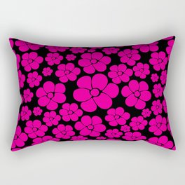 Flower Pattern - Magenta and Black Rectangular Pillow