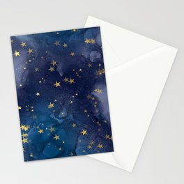 Gold stardust night sky Stationery Card