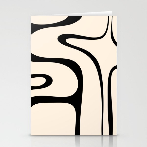 Copacetic Retro Abstract in Black and Almond Cream Stationery Cards