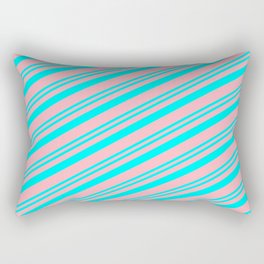 [ Thumbnail: Aqua and Light Pink Colored Stripes/Lines Pattern Rectangular Pillow ]