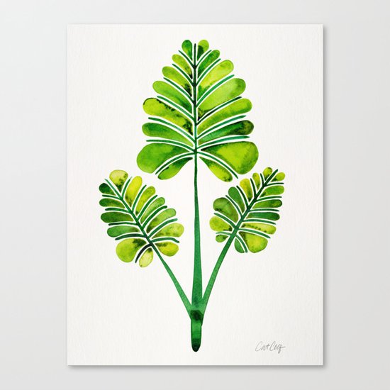 Tropical Palm Leaf Trifecta – Green Palette Canvas Print