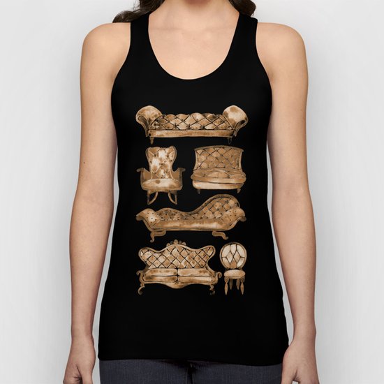 Victorian Lounge – Sepia Palette Unisex Tank Top