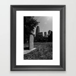 Black and White Graveyard Skyscraper Print Framed Art Print