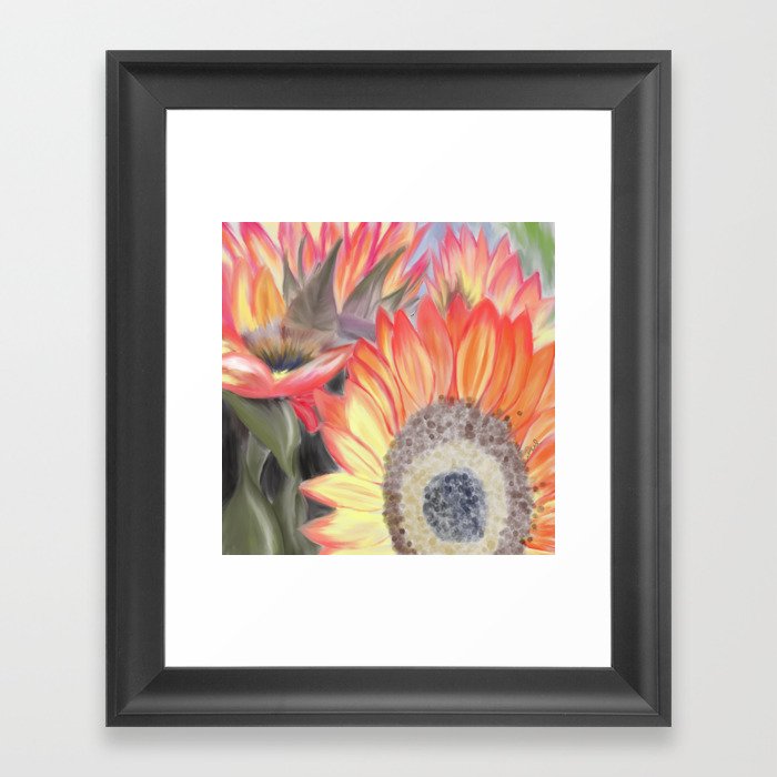 Fall Sunflowers Framed Art Print | Drawing, Sunflowers, Sunflower, Autumn-decor, Autumn-sunflowers, Fall-sunflowers, Fall, Thanksgiving-decor, Fall-gifts, Sunflower-art