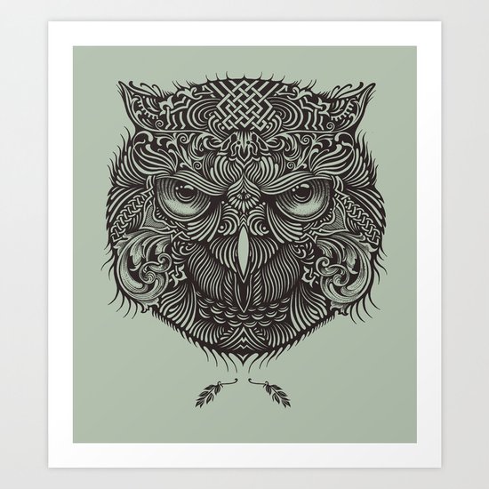 Warrior Owl Face Art Print