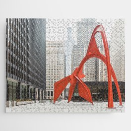 Chicago with a Splash of Red Jigsaw Puzzle