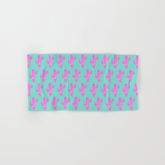 Linocut Cacti Blink Hand & Bath Towel
