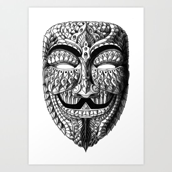 Ornate Anonymous Mask Art Print