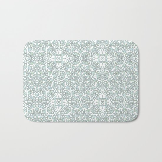 Turquoise teal ornamental pattern Bath Mat