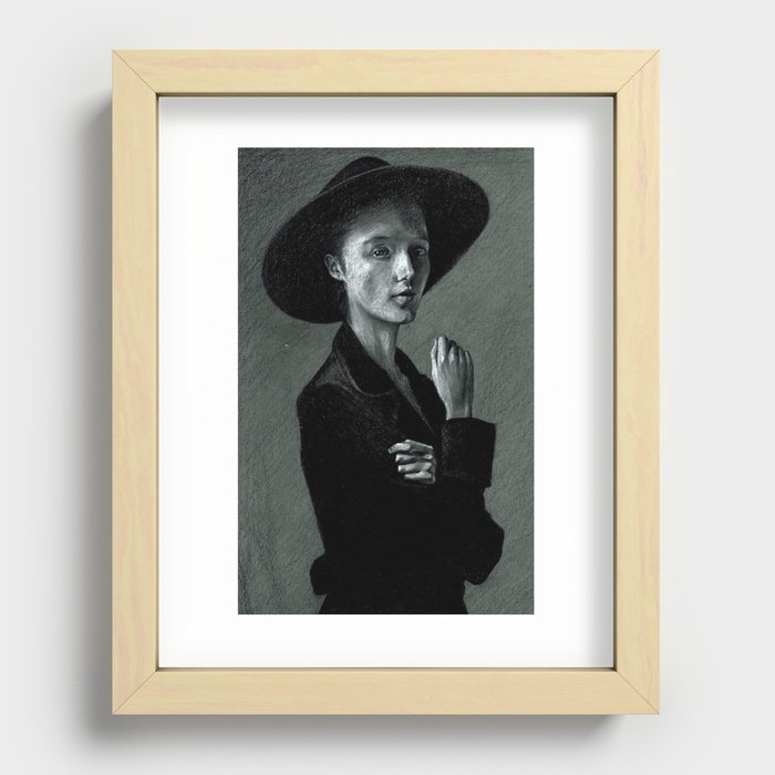Lady In Black Recessed Framed Print