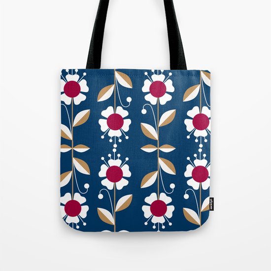 Blue floral pattern . Tote Bag
