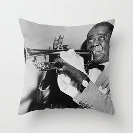 Black and White Photo of Louis Armstrong Throw Pillow