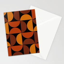 Mid century geometric pattern on black background 1 Stationery Card