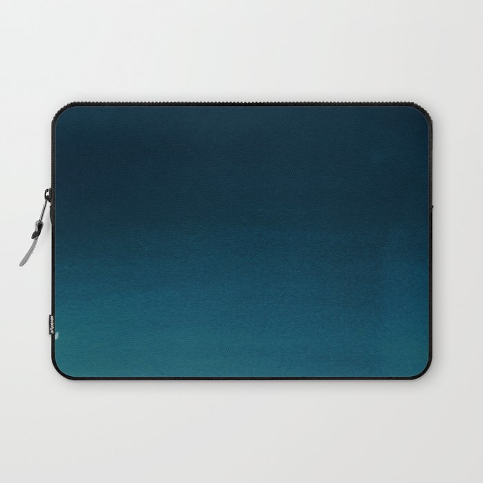 Navy blue teal hand painted watercolor paint ombre Laptop Sleeve