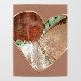 Love Lives On - maroon, taupe, sea green, russet Poster