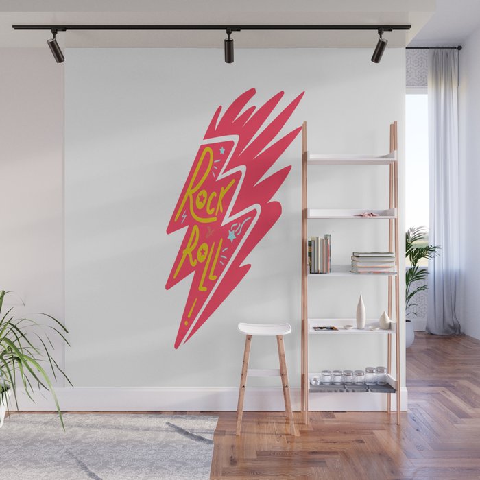 Rock and Roll lightning bolt Wall Mural by hypnoboy | Society6