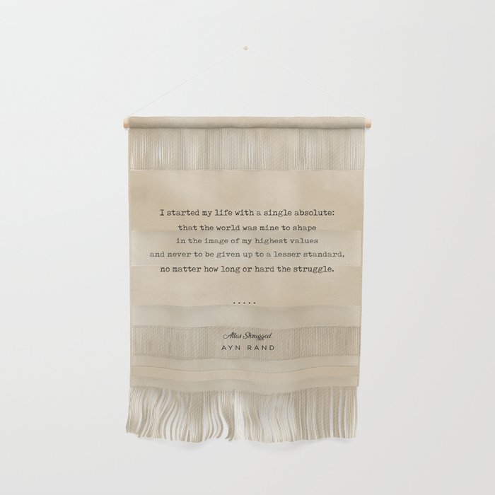 Ayn Rand Quote 01 - Typewriter Quote on Old Paper - Minimalist Literary Print Wall Hanging
